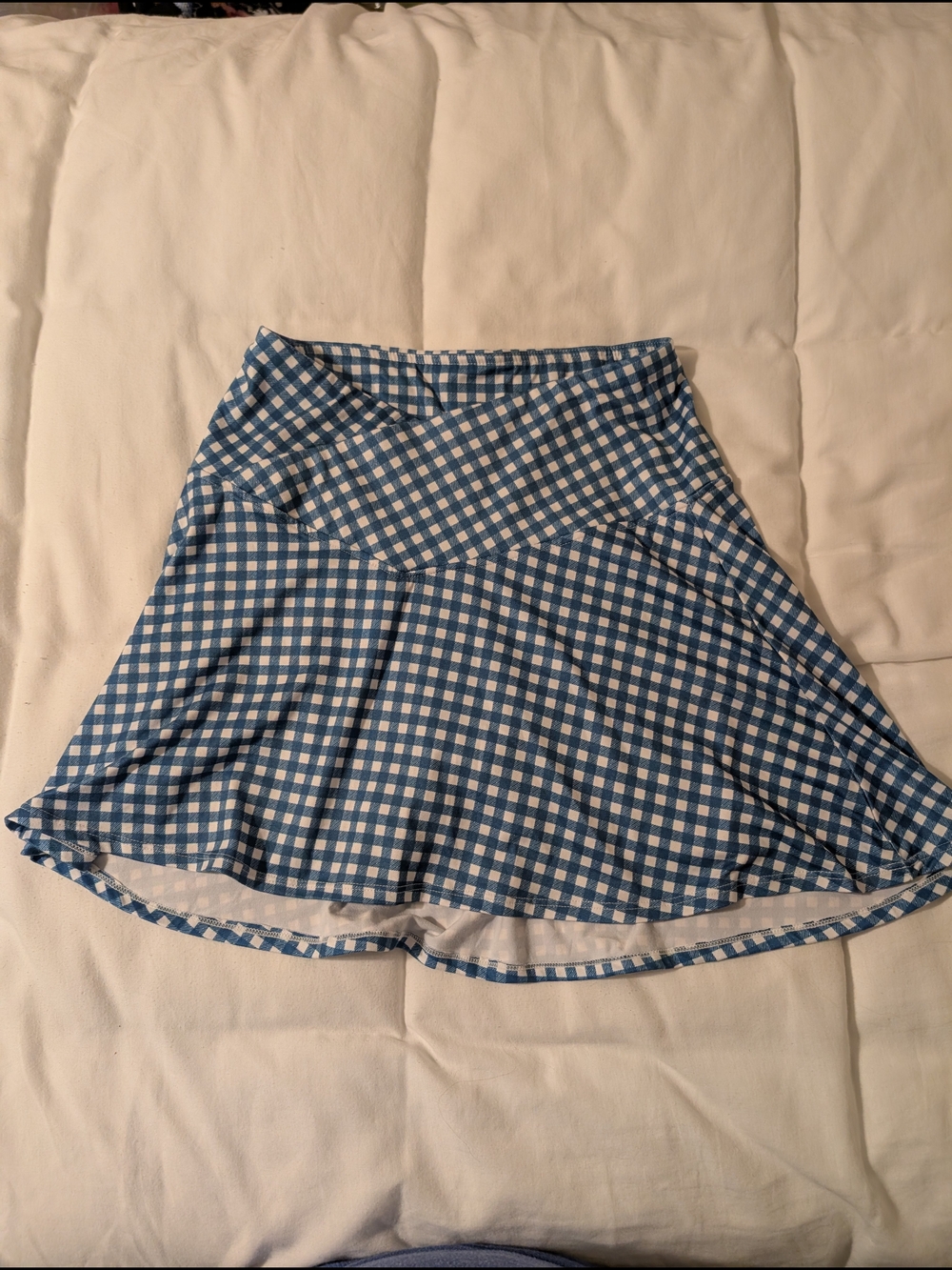Kyodan Blue and White Gingham Circle Skater Skirt